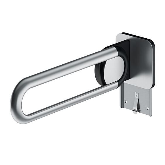 Drop-down support rail 600mm, A-flex mounting plate, matt st. steel, right