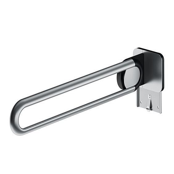 Drop-down support rail 850mm, A-flex mounting plate, matt st. steel, right