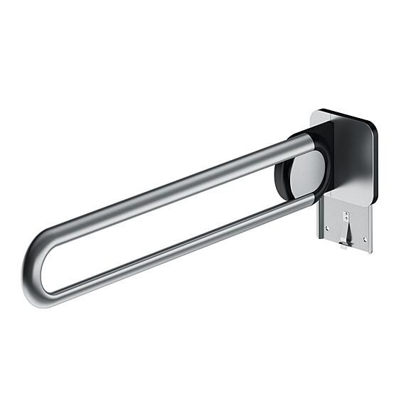 Drop-down support rail 900mm, A-flex mounting plate, matt st. steel, right