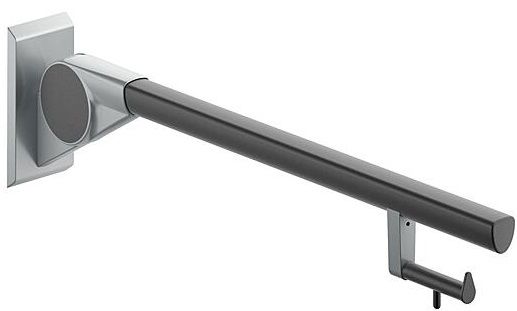 Drop-down support rail 900mm with toilet roll holder, anthracite/aluminium grey