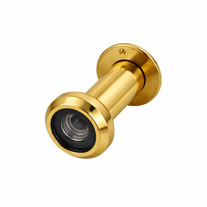 RING 14 door viewer with cap, door thickness 40-75mm, D14, polished lacquered brass