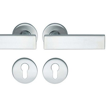 Handle set on round roses PZ, door thickness 39-58 mm, stainless steel matt