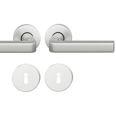 Handle set on round roses BB, door thickness 39-58 mm, stainless steel matt