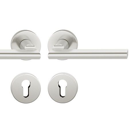 Handle set on round roses PZ, door thickness 39-58 mm, aluminium F1