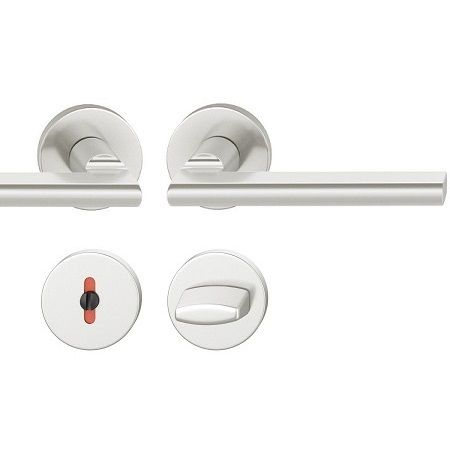 Handle set on round roses. WC, door thickness 39-58 mm, aluminium F1