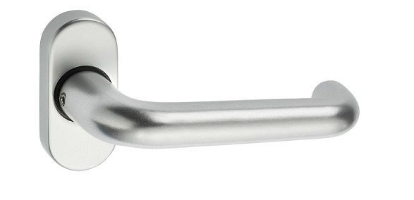 Handle for framed doors ARES 103 on oval rose, 8 mm, stainless steel