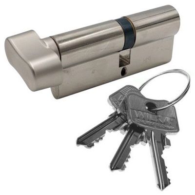 1405 A profile cylinder P60-50 mm with elliptical knob, nickel-plated