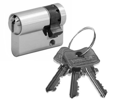 Single profile cylinder 40-10, nickel-plated brass