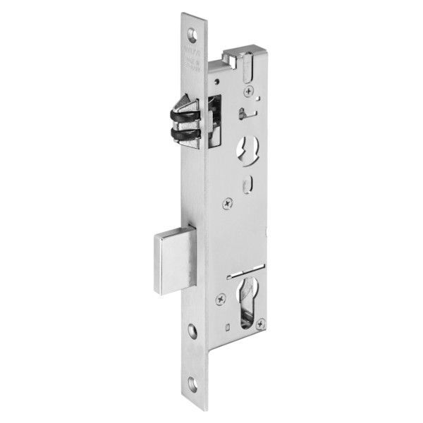 Mortise lock with roller bolt for framed doors 452 PZ, D35/92/F24 mm, stainless steel