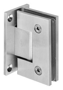 Hinge glass/wall with stop, satin nickel-plated