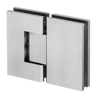 Hinge glass/glass with stop, satin nickel-plated