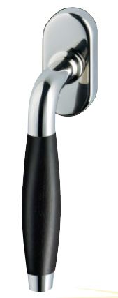 Window handle, polished chrome/ebony