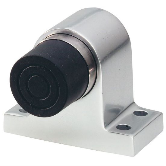 Floor mounted door stop for screw fixing, body: aluminium anodised F1 silver / cylinder: stainless steel