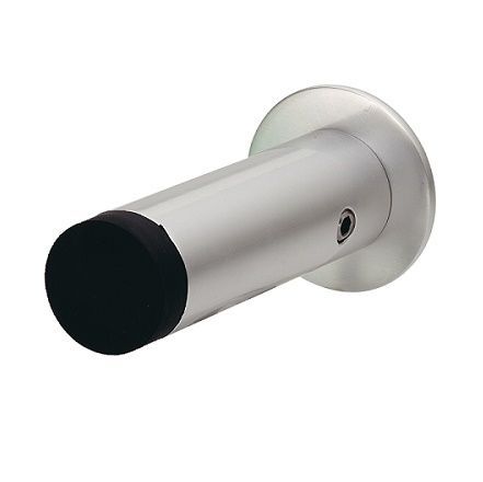 KWS 2075 Doorstop, wall-mounted, distance 80mm, screw +dowel, aluminium anodised, silver tone