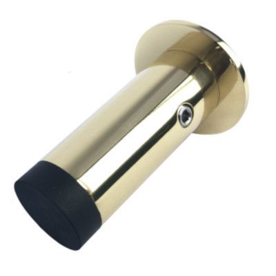 Doorstop 2075, wall-mounted, distance 80mm, screw +dowel, polished brass