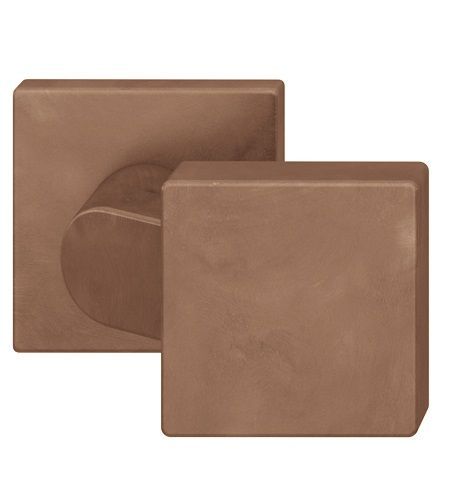 Offset handle knob, fixed, on angular rose, bronze dark