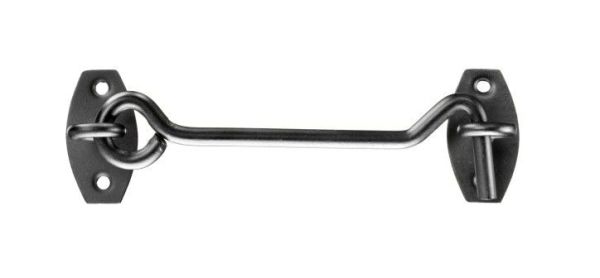 Hook and eye latch, 80 mm, black