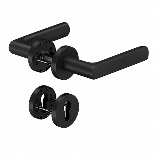 8115 PREMIUM FS fire safety door handle set with roses PZ, 9mm, black C35