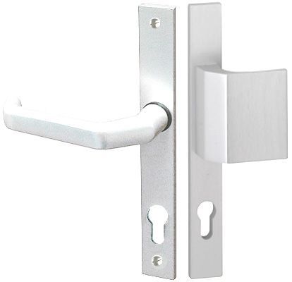 312 Framed door security set handle/plate, PZ 92mm, door thickness 68mm, alum.F12