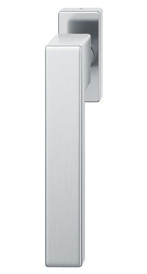 Window handle on rectangular rose, stainless steel