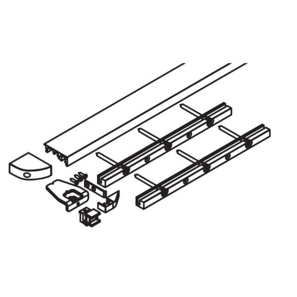 HAWA Folding Concepta base profile set for 2 doors, aluminium anodized