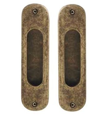 PAIR of handles for sliding doors, brass antique patinated (BQ)