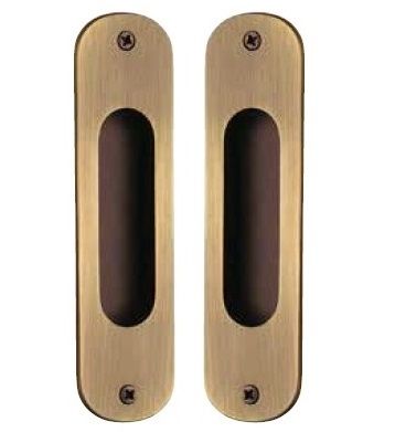 PAIR of handles for sliding doors, bronze tone scratched matt (08)