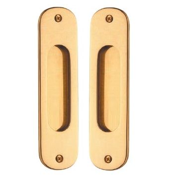 PAIR of handles for sliding doors, brass, polished and varnished (02)