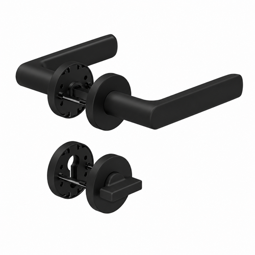 8115 PREMIUM rankenos rinkinys su rozetėmis WC, juoda C35