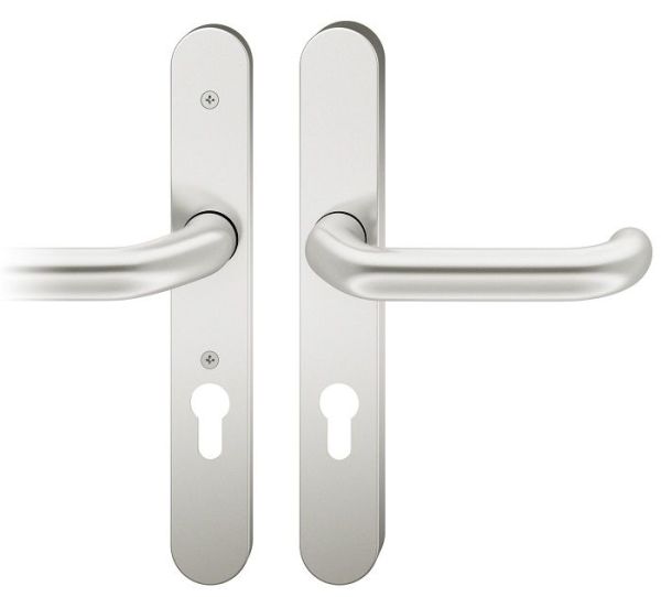 Security backplate set with handles for narrow doors, handle/handle, PZ 92, aluminium F1