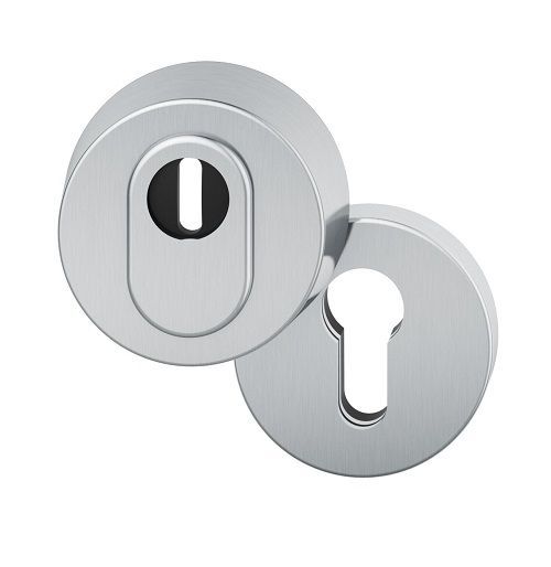 Security rose 15mm with cylinder security disc + strike rose 1735, stainless steel