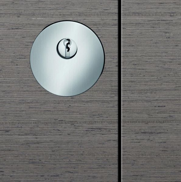 Flush security rose with cylinder security disc, stainless steel
