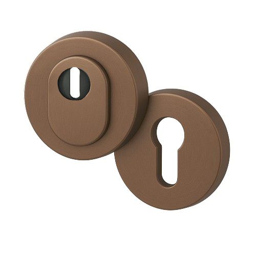 Security rose 14 mm with cylinder security disc + strike rose 1735, aluminium medium bronze tone S5