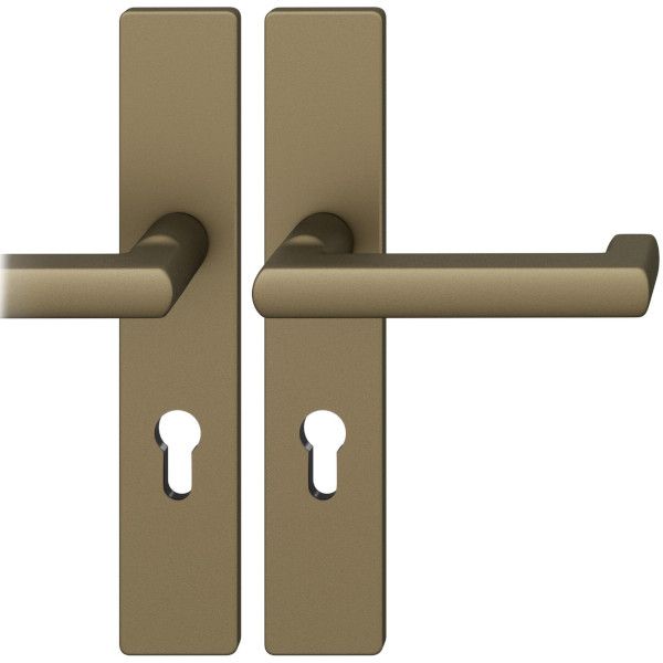 79 1031rankenos rinkinys su plokštele, skirta evakuacinėms durims PZ 72 mm, vidutinio tamsumo bronza S5, dešinė