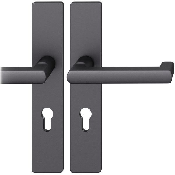 FSB 79 1031 rankenų komplektas su plokštelėmis priešgaisrinėms avarinėms durims, PZ 92 mm, matinės juodos S8, DEŠINĖ