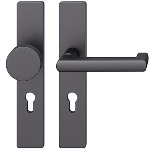 FSB 79 1031 durų rankenėlės komplektas su plokštelėmis priešgaisrinėms avarinėms durims, PZ 72 mm, matinės juodos S8, DEŠINĖ