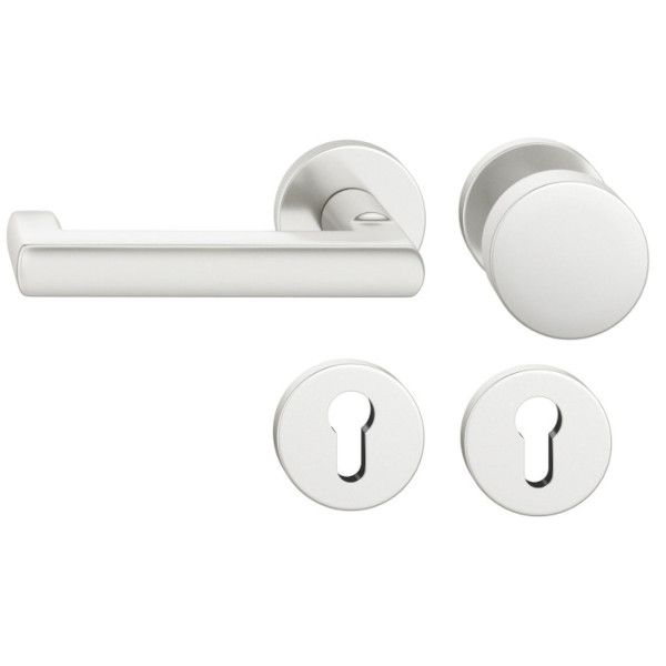 FSB 79 1031 durų rankenėlės komplektas su PZ apvaliomis rozetėmis priešgaisrinėms avarinėms durims, natūralaus aliuminio F1, KAIRĖ