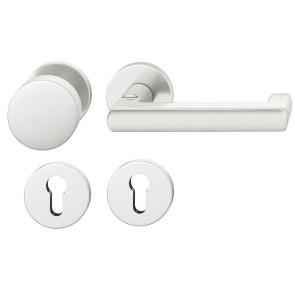 FSB 79 1031 durų rankenėlės komplektas su PZ apvaliomis rozetėmis priešgaisrinėms avarinėms durims, natūralaus aliuminio F1, DEŠINĖ