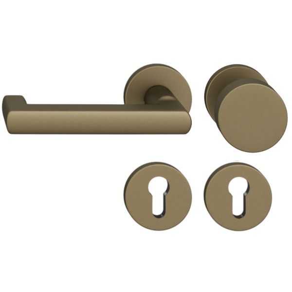 FSB 79 1031 durų rankenėlės komplektas su PZ apvaliomis rozetėmis priešgaisrinėms avarinėms durims, vidutinio tamsumo bronzos S5, KAIRĖ