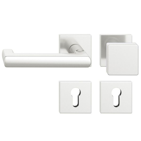 FSB 79 1031 durų rankenėlės komplektas su PZ kvadratinėmis rozetėmis priešgaisrinėms avarinėms durims, natūralaus aliuminio F1, KAIRĖ