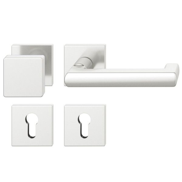 FSB 79 1031 durų rankenėlės komplektas su PZ kvadratinėmis rozetėmis priešgaisrinėms avarinėms durims, natūralaus aliuminio F1, DEŠINĖ