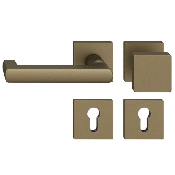 FSB 79 1031 durų rankenėlės komplektas su PZ kvadratinėmis rozetėmis priešgaisrinėms avarinėms durims, vidutinio tamsumo bronzos S5, KAIRĖ