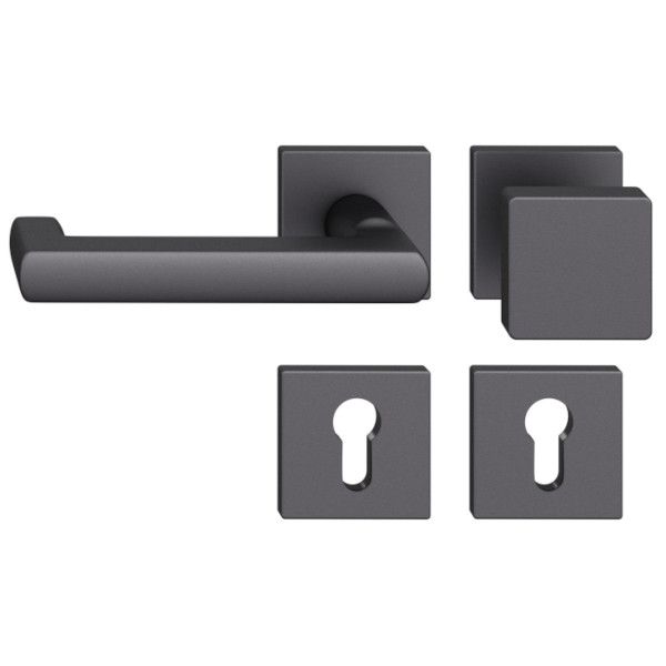 FSB 79 1031 durų rankenėlės komplektas su PZ kvadratinėmis rozetėmis priešgaisrinėms avarinėms durims, matinės juodos S8, KAIRĖ