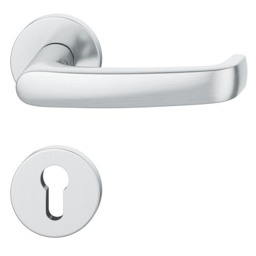 FSB 79 1045 handle set with PZ round roses for fireproof emergency doors, stainless steel