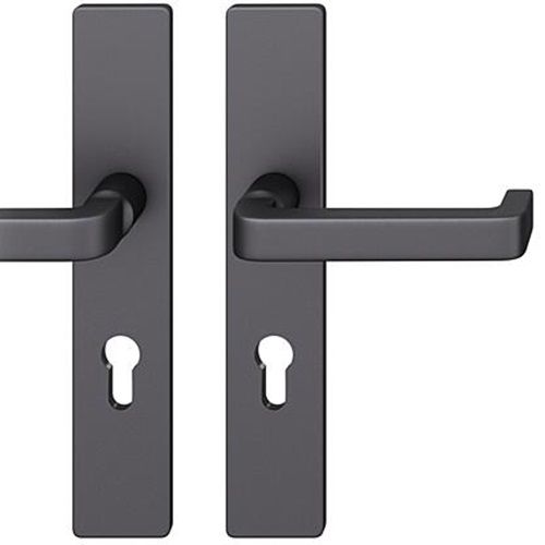 FSB 79 1134 handle set with backplates for fireproof emergency doors, PZ 72mm, matt black S8,RIGHT