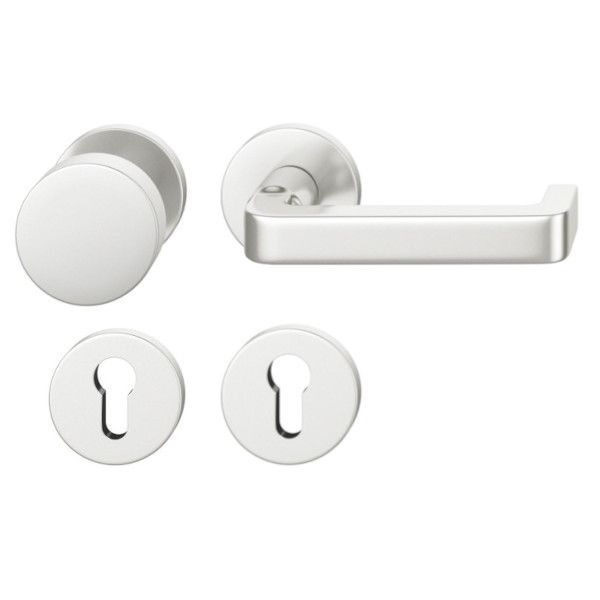 FSB 79 1134 door knob set with PZ round roses for fireproof emergency doors, natural aluminium F1,RIGHT