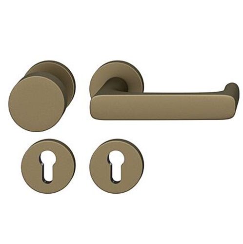 FSB 79 1290 door knob set with PZ round roses for fireproof emergency doors, medium dark bronze S5,RIGHT