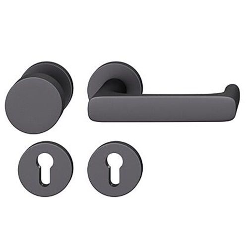 FSB 79 1290 door knob set with PZ round roses for fireproof emergency doors, matt black S8,RIGHT
