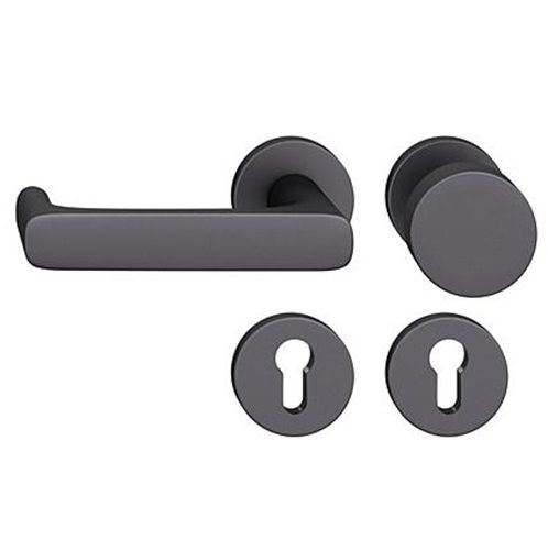 FSB 79 1290 door knob set with PZ round roses for fireproof emergency doors, matt black S8,LEFT