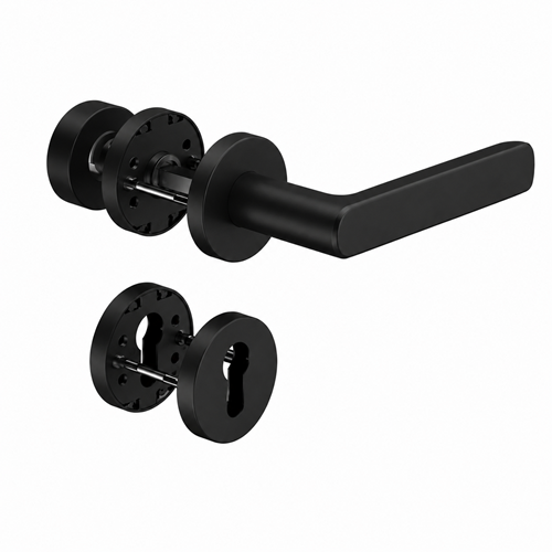 8115 PREMIUM FS fire safety door handle set with roses PZ and door knob 3020 FS, black C35